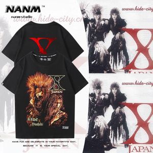 X JAPÃO Japão HIDE YOSHIKI Band Camiseta de manga curta masculina Rock Metal em torno de algodão puro meia manga