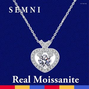 Zincirler Semni 1.0ct Moissanit Dimond kalp şeklindeki kolye kolye 925 STERLING Gümüş Güzel Takı Kadınlar Vaat Hediye Ücretsiz