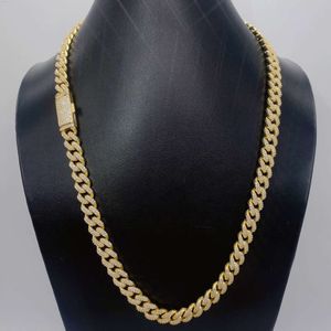 Hip Hop Fine Jewelry 10mm Moissanite 14k Gold Plated Cuban Link Chain Necklace Bracelet Diamond for Men