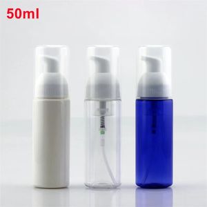 500 x 50 ml (1,7 Unzen) klare/weiße/blaue Kunststoff-Schäumer-Pumpflasche für nachfüllbare Reise-Handseifenschäumung, Shampoo, Kosmetikverpackung