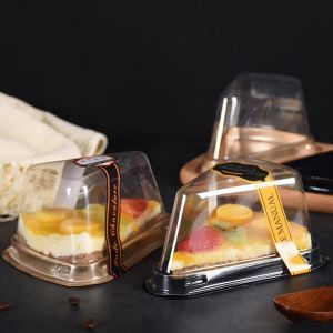 Toptan Şeffaf Plastik Kek Kutusu Peynir Üçgen Paket 4 Renk Kabarcık Kasası Restoran Tatlı Ambalaj Kutuları