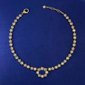 Designer de luxo clássico retro incrustado strass colar feminino corrente estendida lindo charme jóias presente entregar irmãs