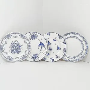 Одноразовая посуда 8 шт./упак. в китайском стиле изысканный синий и белый фарфоровый узор бумажная тарелка десертная посуда товары для домашней вечеринки