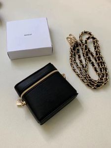 Bolsa de corrente preta designer mini bolsa de mudança bolsa de batom com embalagem