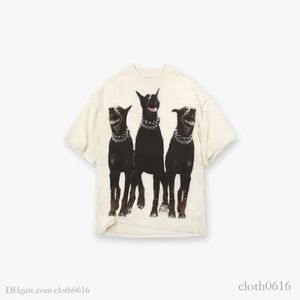 Hell Star Designer Mens Camiseta Doggy Imprimir High Street Tee Primavera Verão Vintage Moda Oversized Skate Homens Mulheres Cottony Tshirt