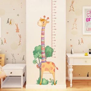 Наклейки на стену, детская диаграмма высоты, наклейка, декор, мультяшная линейка с жирафом, украшение для дома, комнаты, искусство