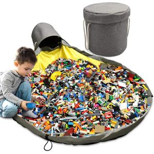 Caixas de armazenamento Bins Toy Bag Dobrável Cesto de Lavandaria Kids Play Mat Organizador de Limpeza de Grandes Dimensões Blocos de Construção Duráveis Brinquedos Container Bolsa 231216