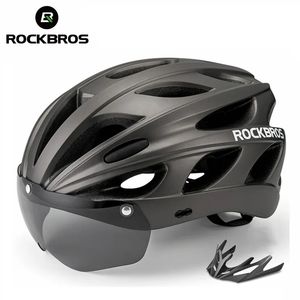 Велосипедные шлемы ROCKBROS Велосипедный шлем Мужчины EPS Цельнолитой дышащий велосипедный шлем Мужчины Женщины Очки с линзами Aero Шоссейный велосипедный шлем 231216