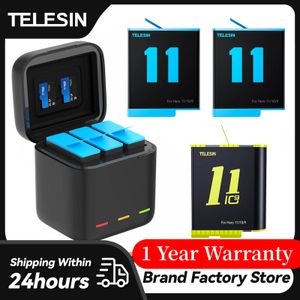 Connectors Telesin for Gopro 11 10 9 Battery 1750mah Led Light Charging Box Tf Card Storage for Gopro Hero 9 10 Battery Charger Accessories