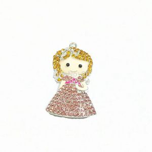 Ожерелья оптом 46 мм * 26 мм 10 шт./лот Корона принцессы подвески со стразами для детей Изготовление ювелирных изделий