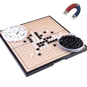 Шахматные игры 19*19 линий Магнитная игра Go Складная Weiqi Акриловая черно-белая шахматная фигура Шахматный набор для детей Головоломка Шахматная настольная игра Игрушки в подарок 231215