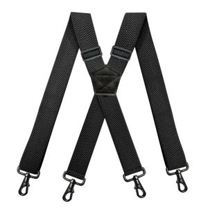 Mens Heavy Duty Work Suspenders 38cm Wide X-Shape with 4 Swivel Snap Hooks Adjustable Elastic Biker Snowboard Trouser Braces255S