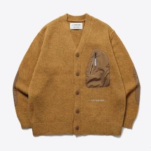 Erkek Sweaters ve Wander yün hırka Japon Kış Mektubu Nakış İşlevi Günlük Örgü Tek Göğüslü Dış Giyim 231216