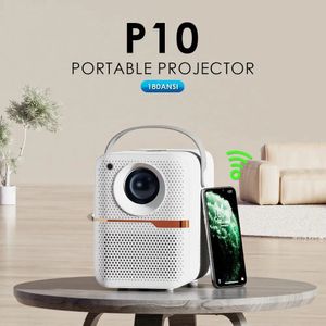 Projektörler P10 Global Mini Android Projektör 4K WiFi Bluetooth 64GB 10 Elektrik Focus 1080p Ev Sineması Açık Mekan Taşınabilir Projetor 231215