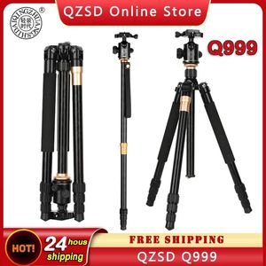 Aksesuarlar QZSD Q999 Profesyonel Tripod Taşınabilir Monopod Çıkarılabilir Kafa Magnezyum Alüminyum Alaşım Fotoğraf Maksimum Yükleme 15kg