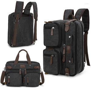 Sırt çantası dönüştürülebilir erkekler dizüstü bilgisayar haberci çantası omuz çantaları çok işlevli tuval seyahat el çantası
