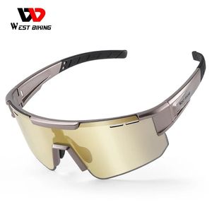 Gözlükler Batı Bisikleti Polarize Lens Bisiklet Gözlükleri Yol Bisiklet Gözlükleri MTB Büyük Çerçeve Güneş Gözlüğü Dağ Bisikleti 3 Lens Spor Goggles