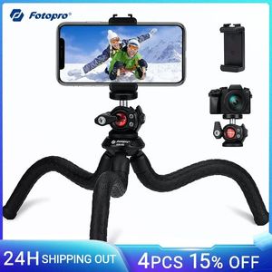 Kamera ve mobil canlı akış kamera tripodu için uzatma bilyası kafası ve soğuk ayakkabı montajı ile tutucular fotopro esnek tripod