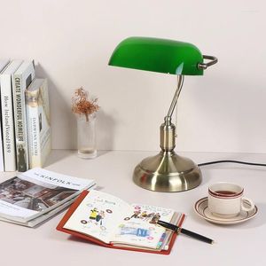 Masa lambaları Klasik Vintage Bankacı Lambası Yeşil Cam Kapak Masa Işıkları Yatak Odası Çalışma Ev Okuma Fikstür Ofisi