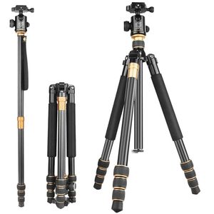 Aksesuarlar Q999C Karbon Fiber Hafif Ağırlık Uzatılabilir Kompakt Dijital DSLR Video Kamera Tripod 15kg Yük Ağır Dermi Tripod Kamp Taburesi