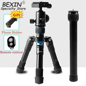 Tutucular Bexin Taşınabilir Tripode Telefon Seyahat Stand Masta Video Mini Tripod Bluetooth Uzaktan Kumanda ile Mini Tripod Kamera DSLR için 360 ° Top Kafası