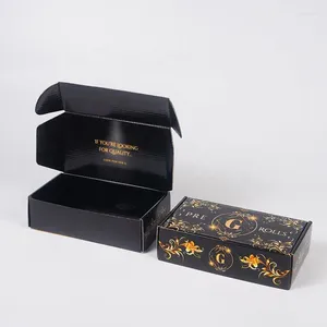 Мешочки для ювелирных изделий, почтовая коробка на заказ, черная бумажная упаковка, почтовые коробки из гофрированного картона с каннелюрой и каннелюрой