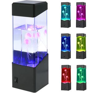 Yenilik Ürünleri LED denizanası lambası USB Pil Çalışan Gece Işığı Çok Renk Değiştiren Akvaryum Tankı Simüle Ortam 231216