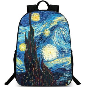 The Starry Night backpack Vincent Willem van Gogh daypack school bag Casual packsack Print rucksack Picture schoolbag Photo day pack