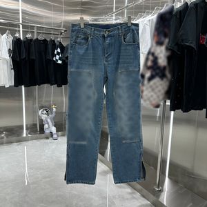 Doğru yapılmış şık tasarımcı patchwork denim pantolon Sonbahar Kış Erkekler Sıradan Esnek Vintage Street Wear Jeans Pantolon 23FW 17 Aralık