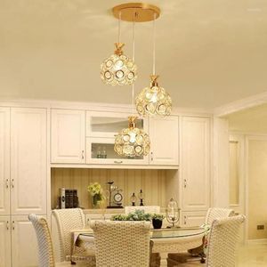 Kronleuchter, Kristall-Hängelampen, 3 Lichter, klare Hängelampenschirme für Kücheninsel, goldenes Metall mit modernem Glanz