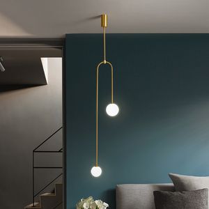 Nordic LED Bedside Pendant Lights for Dining Room Kitchen Restaurant Decor Hanging Chandeliers Lighting Glass Ball Pendant Lamps