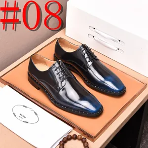 15style Size38-45 Leather Designer Dress Loafers Men Decent Shoes Men Office Sapatos Oxford Homem Black Shoe Brown Male Formal Shoes for Wedding