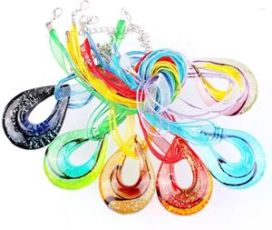 Ожерелья с подвесками, модные оптовые продажи, 6 шт., муранское стекло лэмпворк ручной работы, разноцветные подвески с большой каплей, подвески