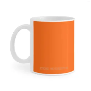 Kupalar şenlikli turuncu aksan düz renk dekor beyaz kupa kahve çay bardağı 330ml canlı renk