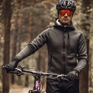 Cycling Jackets Santic Men's Cycling Jackets Thermal Casual Cycling Hoodie Sports Coat Brushed Unisex Thicken Keep Warm Windbreak 9C01102 231216