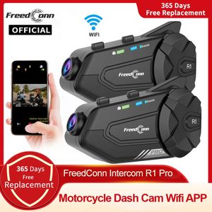 Taşınabilir FreedConn R1 Pro Bluetooth Motosiklet İnterkom Kask Kulaklık Grubu S ER Kulaklık WiFi App Motosiklet Dash Cam Moto Otomatik DVR 231216