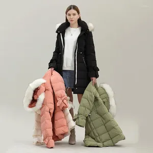 Women's Trench Coats Winter Hooded Down Jacket Fur Neck Long Coat Fashion Warm Comfortable Slim Fit Outdoor Wear