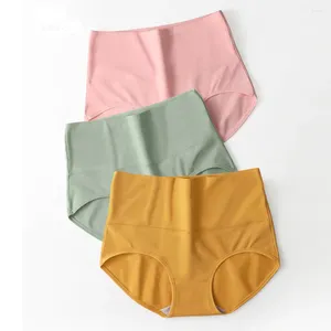 Kadın Panties 4 PCS pamuklu dişi iç çamaşırı artı Boyutu Boyutlar Yüksek Bel Nefes Alabilir Kılavuzlar Seksi Toptan M-4XL
