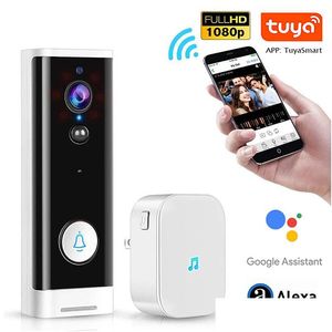 Doorbells Wireless Tuya Smart Life Wifi Video Doorbell Waterproof Camera Night Vision App Control Call Intercom Video-Eye Apartments D Dhzqm