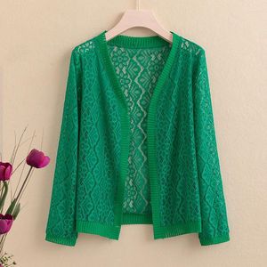 Women's Jackets Large Size 5xl Fashion Women Lace Shirt Sun Protective Clothing For Wear Outer 2024 Summer Ladies Versatile Long Sleeve Coat