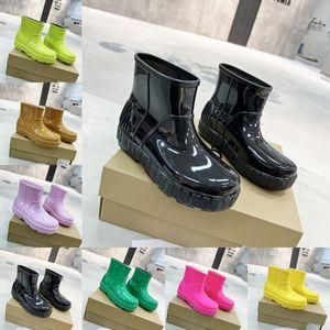 Yağmur Botları Tasarımcı Drizlita Botlar Kauçuk Kış Su Geçirmez Yağmur Botları Platform Platform Ayak Bilgi Jöle Öngen Fokalist Dış Mekan Ayakkabıları Kadın Botlar