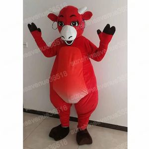 Взрослый размер Красная корова Костюм Талисмана Мультяшный персонаж Карнавал Унисекс Хэллоуин Карнавал Взрослые День Рождения Необычный Наряд Для Мужчин Женщин