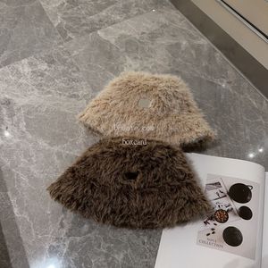 Autumn Winter Warm Fur Bucket Hats Designer Brown Charming Caps Hats For Vacation Holiday