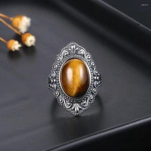 Cluster Rings High Quality Natural Tiger Eye 925 Sterling Silver Jewelry Ring For Women Gifts Vintage Fine Wedding Party Wholesale