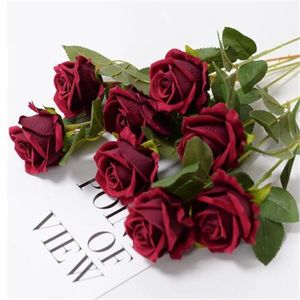 Rose Fiori artificiali Ramo di fiori di rosa Rose rosse artificiali Rose finte realistiche per decorazioni per la casa di nozze