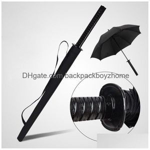 Şemsiyeler Japon Samuray Kılıçları Şemsiye Güneşli Yağmurlu Uzun Saplı Şemsiye Yarı Matik 16 Kaburga Damla Teslimat Ev Bahçe Ev S DHM6U