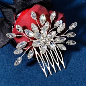 Saç klipsleri süslü kristal tarak düğün aksesuarları glliter rhinestone mücevher çiçek headress moda kadınlar dekor