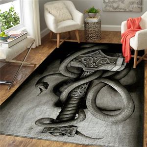 Carpets Snake 3D Printed Carpet Mat For Living Room Doormat Flannel Print Bedroom Non-slip Floor Rug