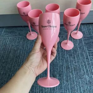 Kız Pembe Plastik Şarap Gözlükleri Parti Kırılmaz Düğün Beyaz Şampanya Kokteyl Flütleri Goblet Akrilik Elegant Bardak İçecek Yazıları Zz