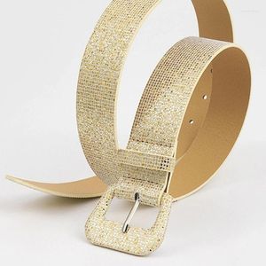 Belts Adult Shinning Sequins Belt For Dress Coat Jeans Waist Harajuku Wide Ladies Formal